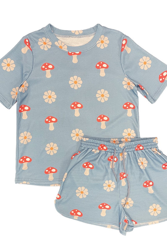Novelty printed waffle shorts set - Miss Sparkling