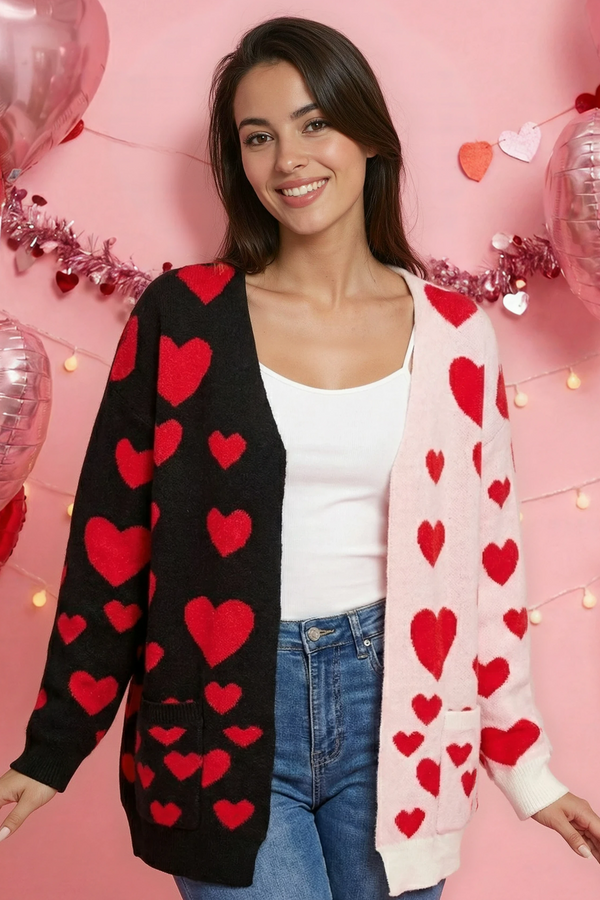 Two Tone Heart Cardigan