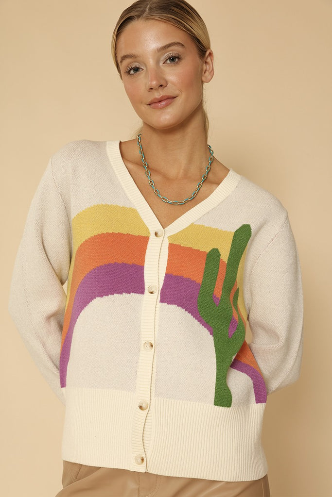 Cactus rainbow knit cardigan – Miss Sparkling