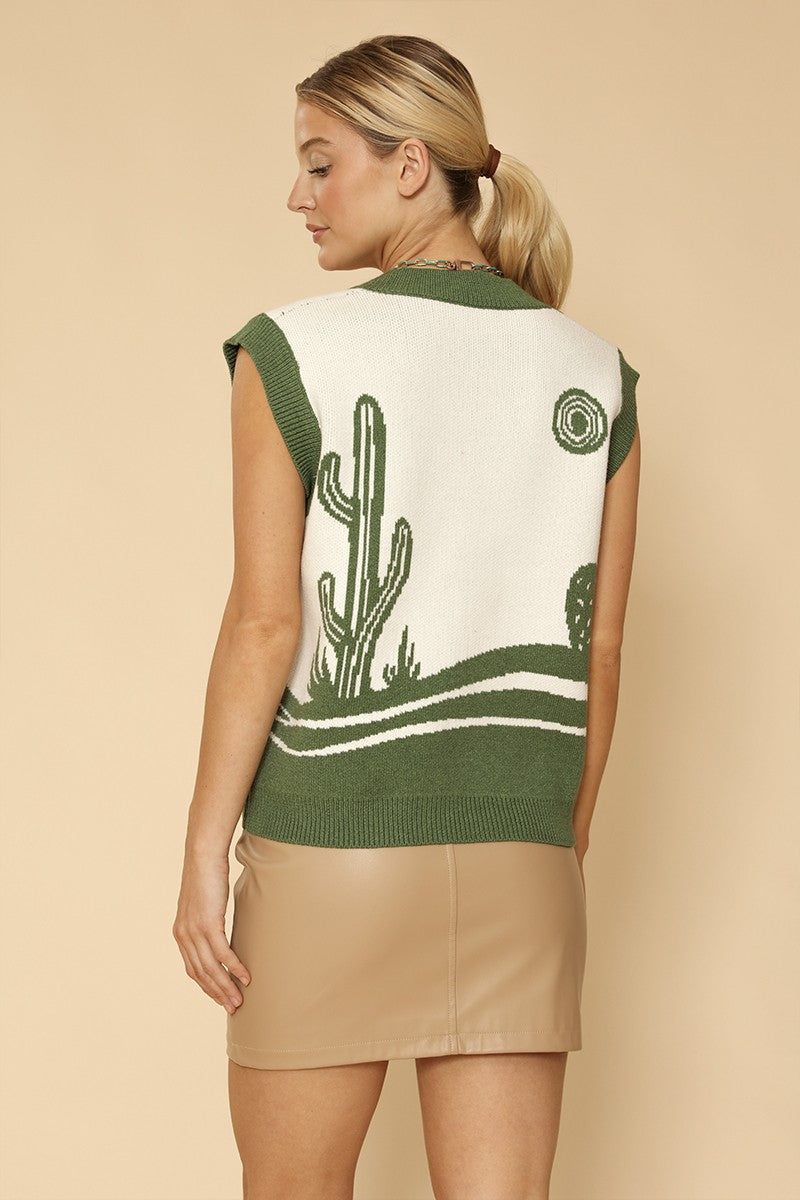 Desert landscape cactus sweater vest - Miss Sparkling
