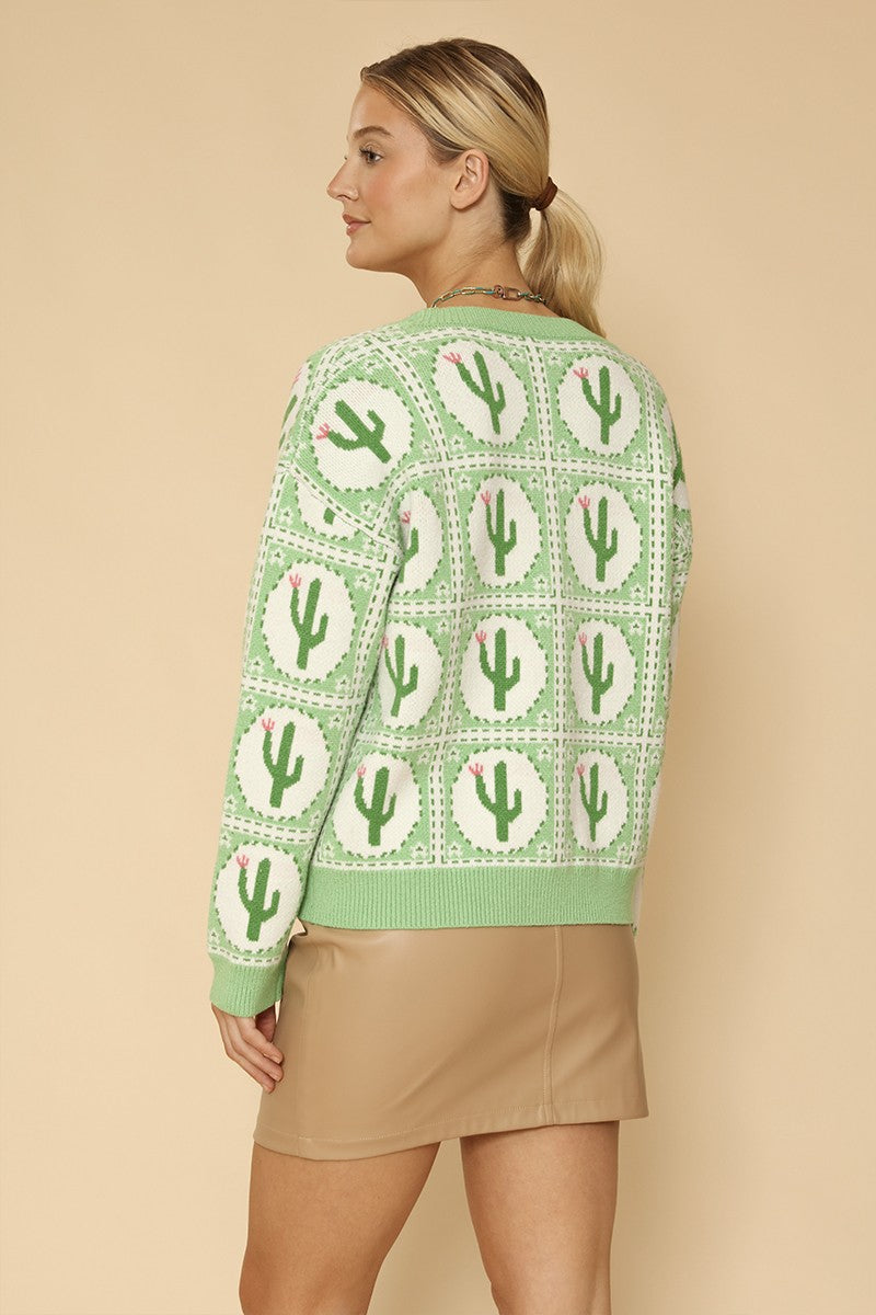 Cactus tiled knit cardigan - Miss Sparkling