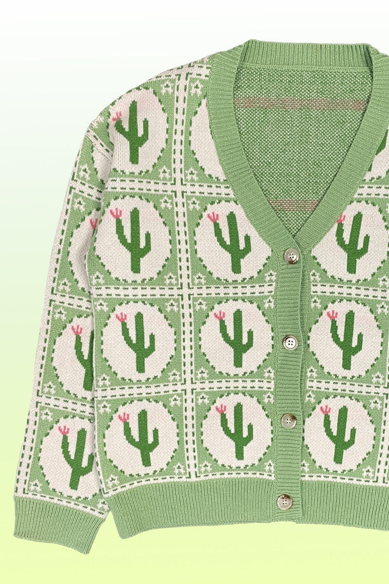 Plus size Cactus tiled knit cardigan