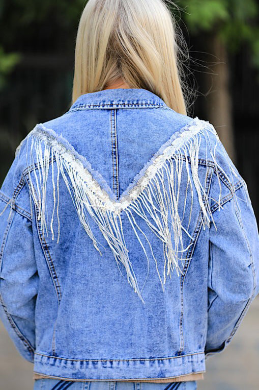 Fringe Denim Jacket – Miss Sparkling