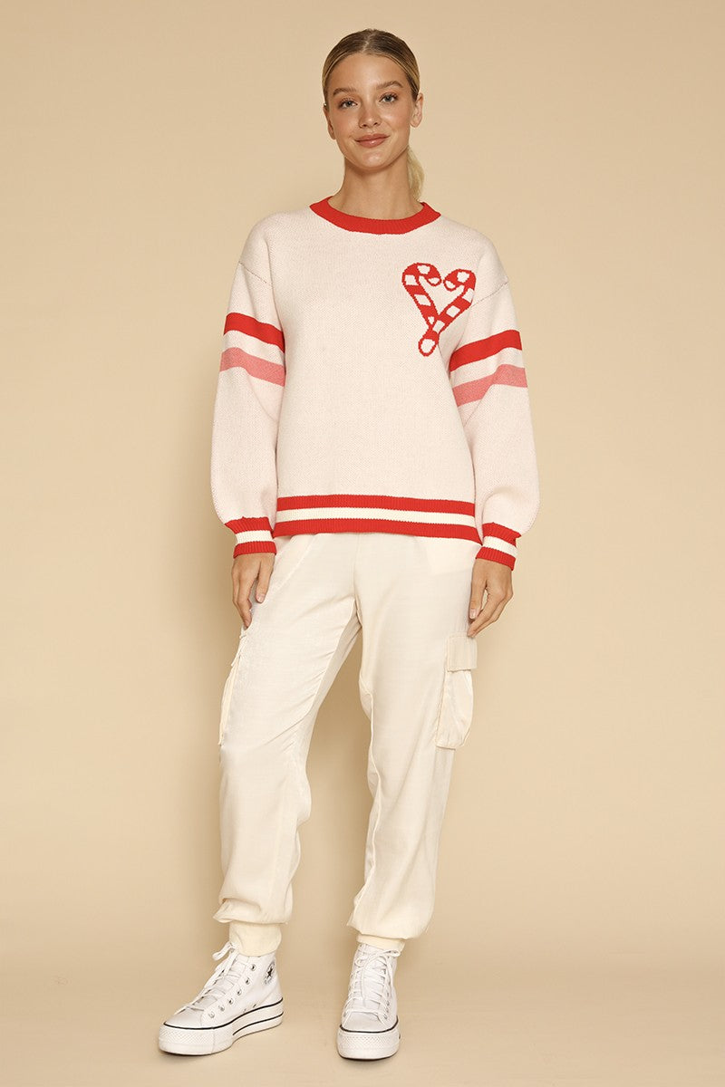 Candy cane knit sweater