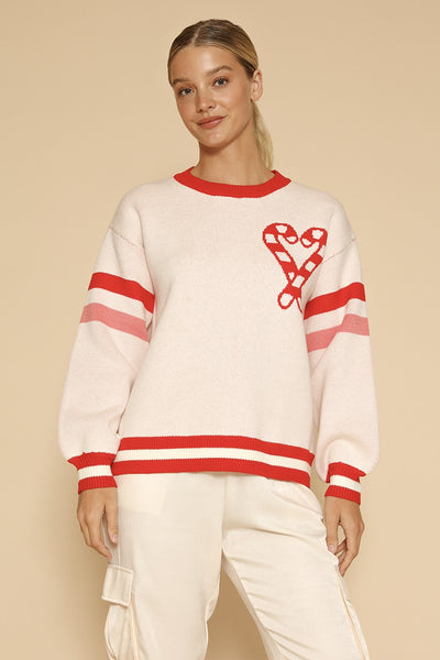 Candy cane knit sweater