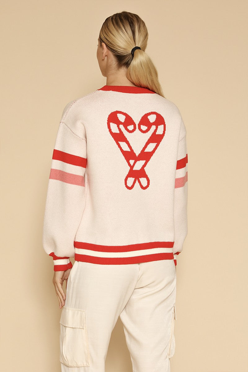 Candy cane knit sweater