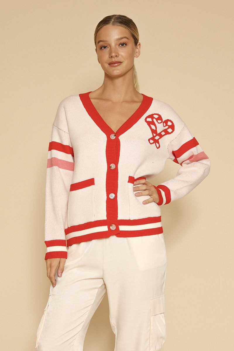 Candy cane varsity cardigan