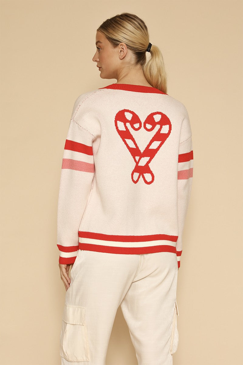 Candy cane varsity cardigan