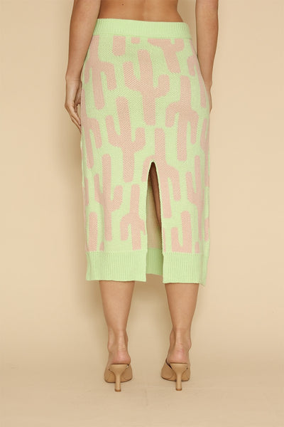 All over cactus knit midi skirt