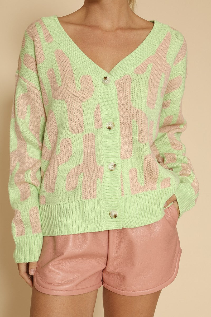 All over cactus knit cardigan