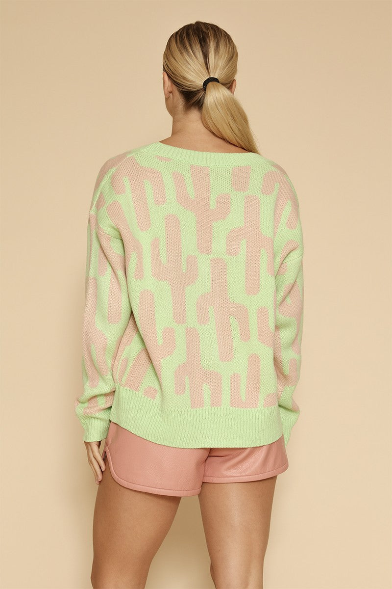 All over cactus knit cardigan