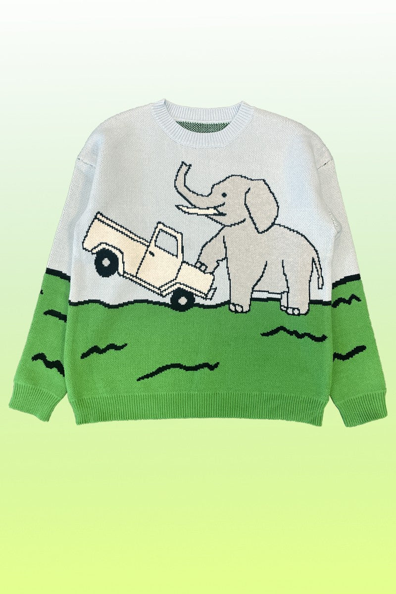 Elephant safari knit sweater