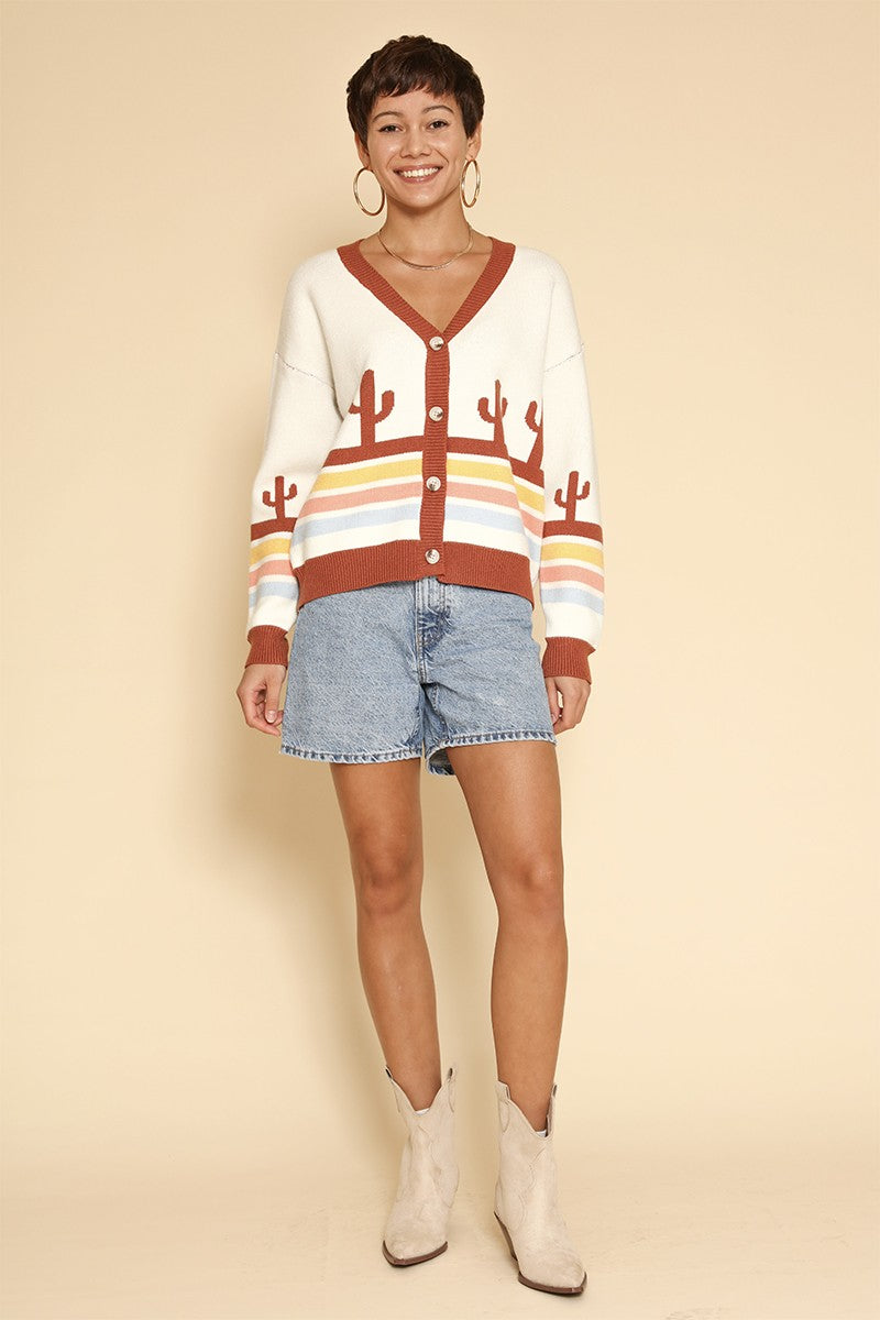 Desert retro stripe cardigan