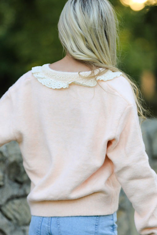 Front tie ruffled trim Cardigan