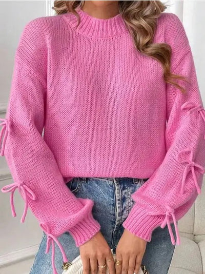 Bow sleeve knit sweater