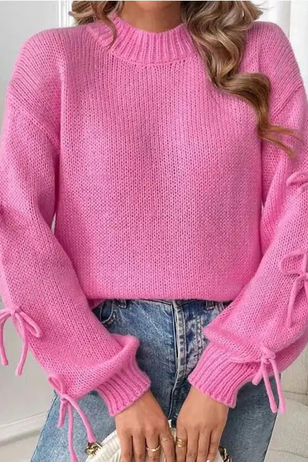 Bow sleeve knit sweater