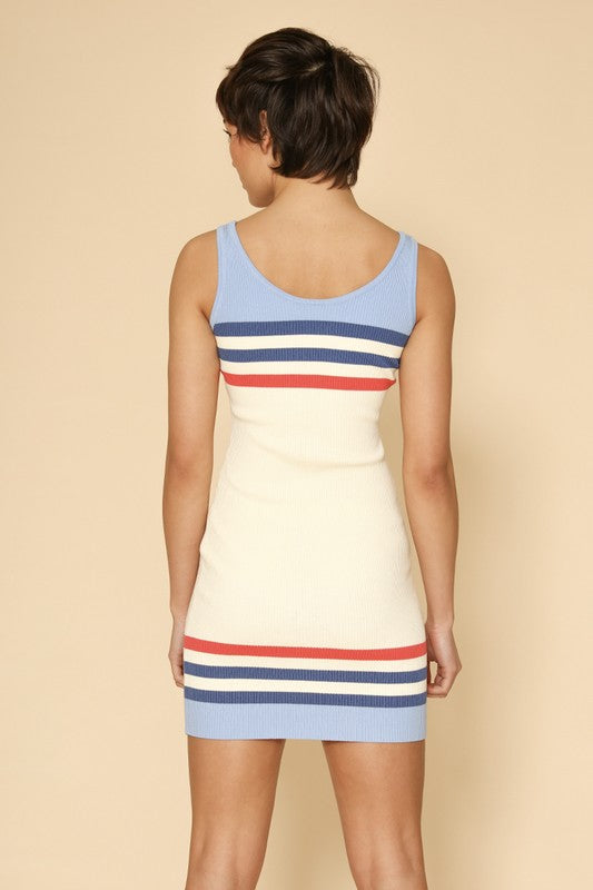 Miss Sparkling Retro striped knit tank dress