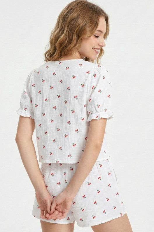 Miss Sparkling Cherry two piece shorts set