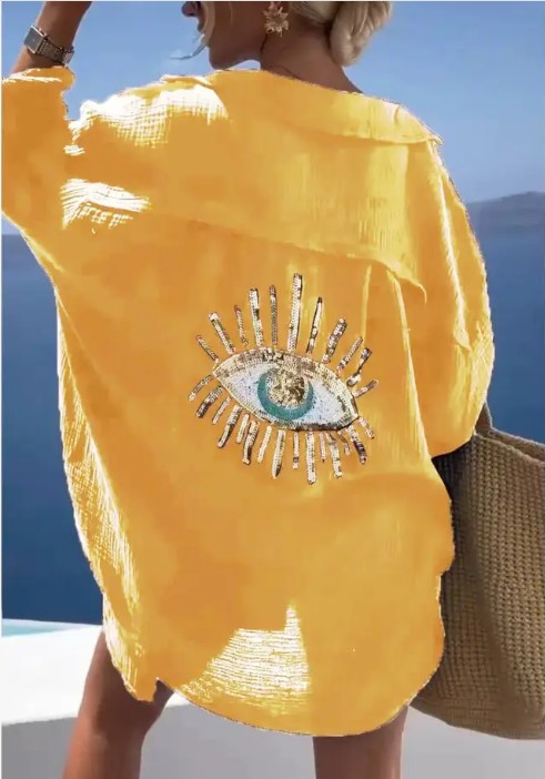 Miss Sparkling Evil Eye Sequin shirt