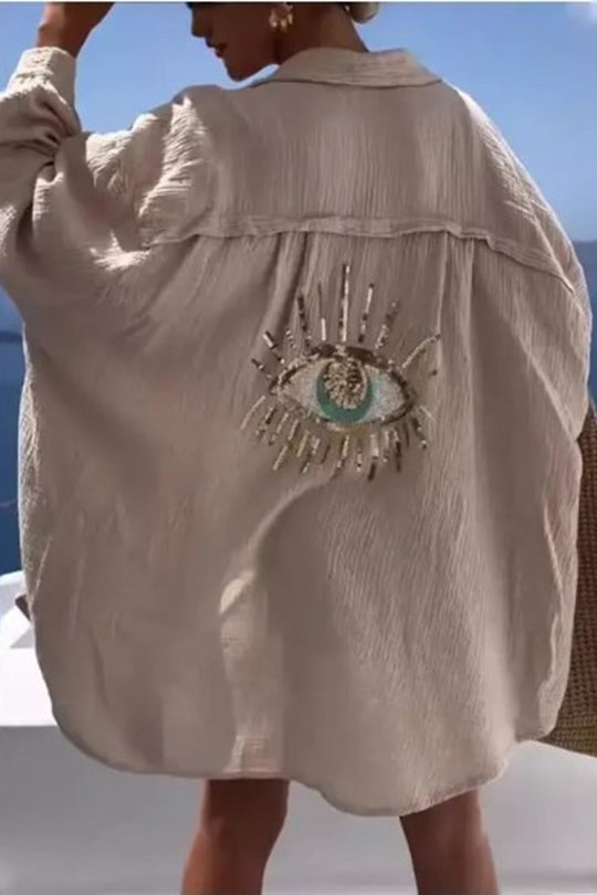 Miss Sparkling Evil Eye Sequin shirt