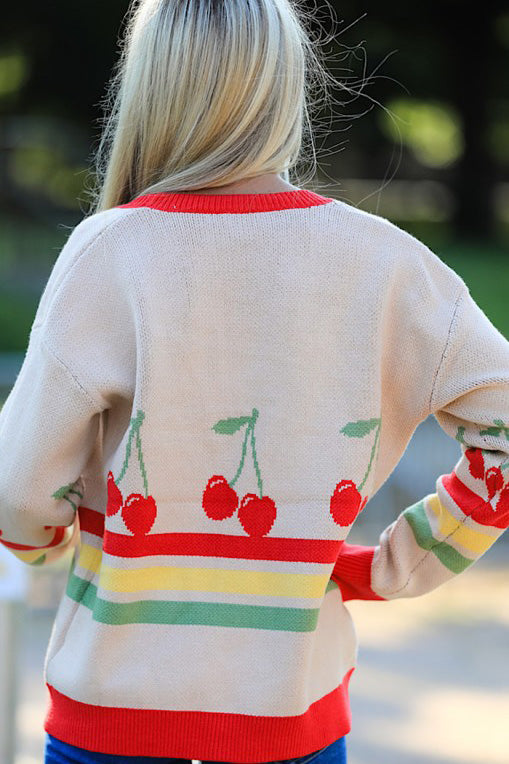 Cherry Retro Stripe Cardigan