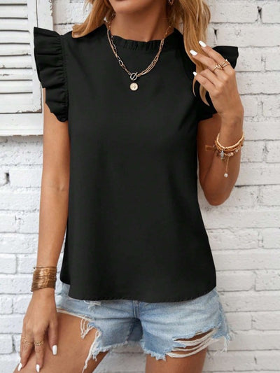 Ruffle short sleeve blouse