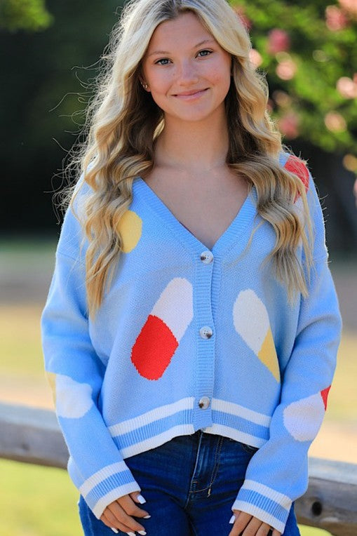 Colorful Capsule Pattern Cardigan