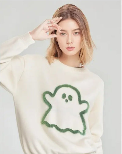 Glow-in-the-Dark Ghost Sweater - Halloween Knit