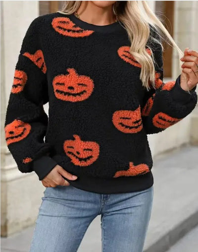 Halloween Pumpkin Fleece Sweatshirt
