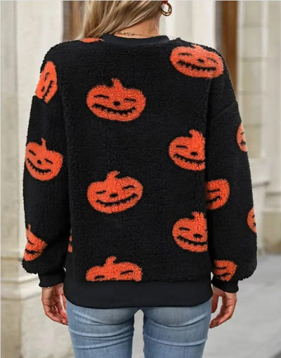 Halloween Pumpkin Fleece Sweatshirt