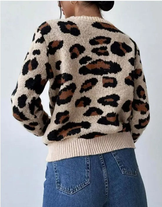 Leopard Print Pullover Sweater