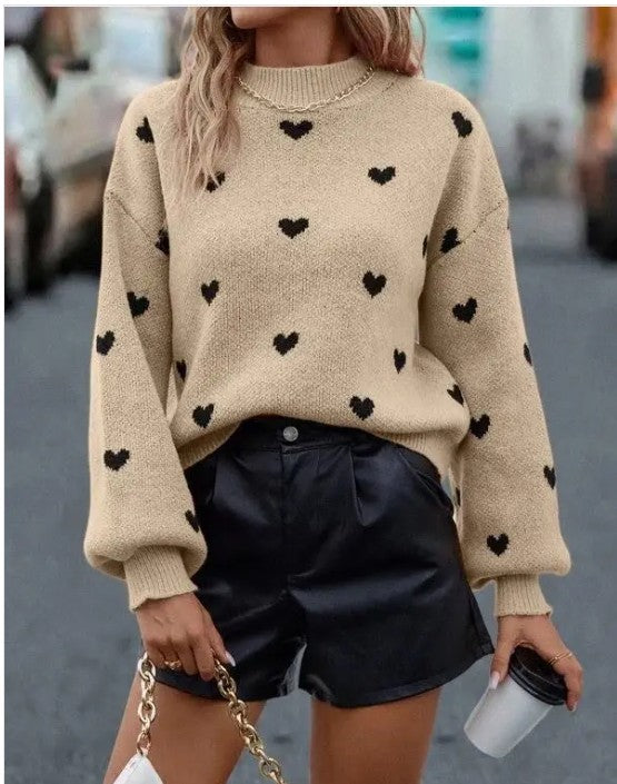 All over heart sweater
