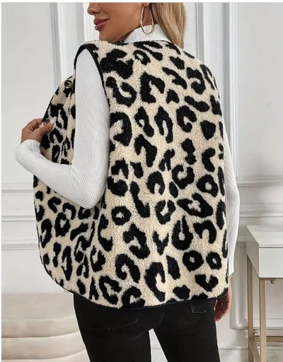 Leopard Print Fleece Vest