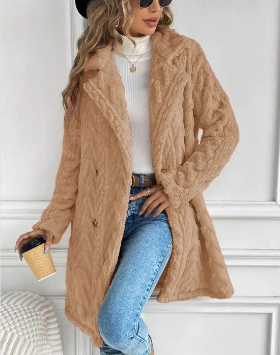 Houndstooth Pattern  Fleece Coat