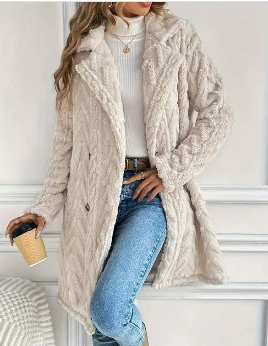 Houndstooth Pattern  Fleece Coat