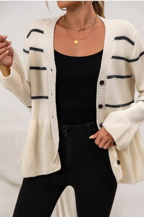 Striped Ribbed Cardigan