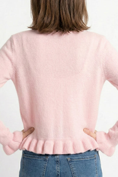 Sweetheart Ruffle-Trim Cardigan