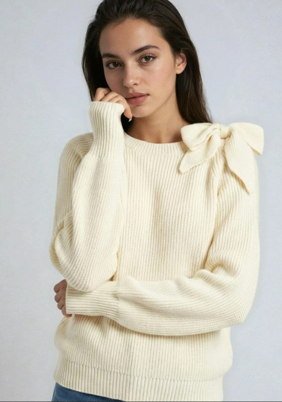 Bow Ribbed Sweater