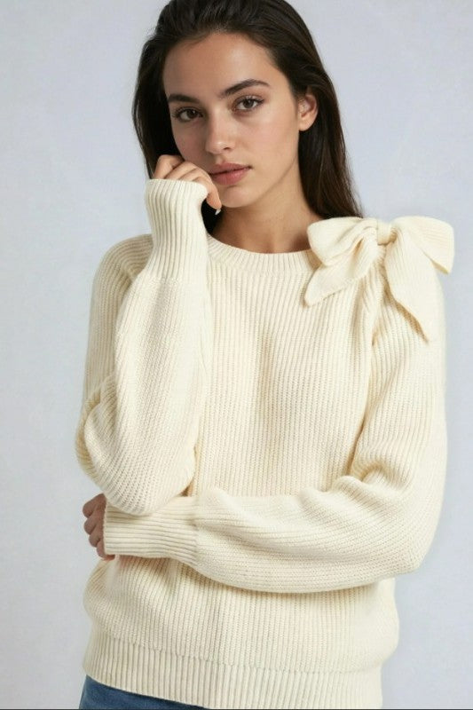 Bow Ribbed Sweater