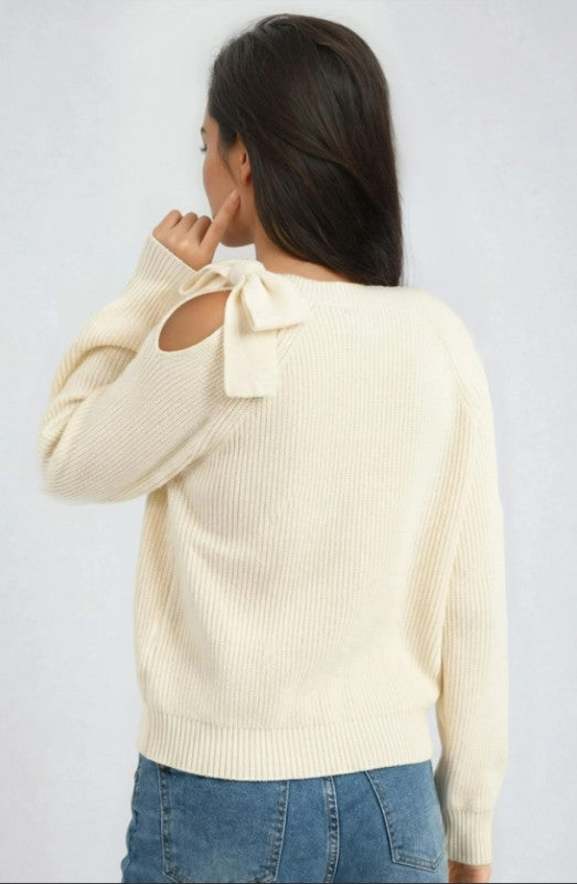 Bow Ribbed Sweater