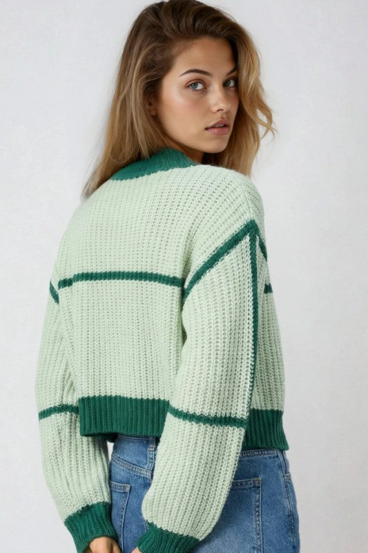 Two-Tone Color Block Cardigan