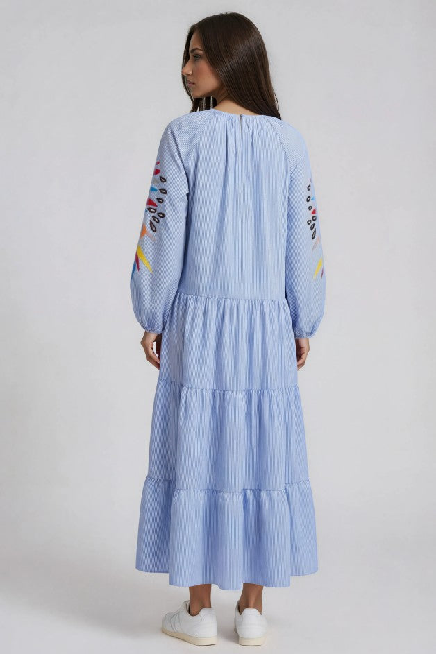 Balloon Sleeve Tiered Maxi Dress