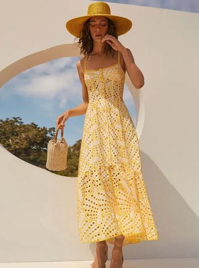 Miss Sparkling Eyelet Cami Midi Dress