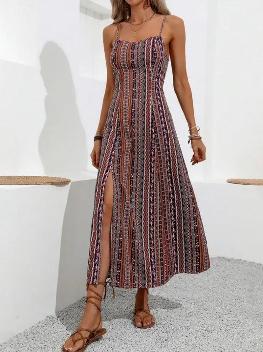 Spaghetti Strap Side Slit  Maxi Dress
