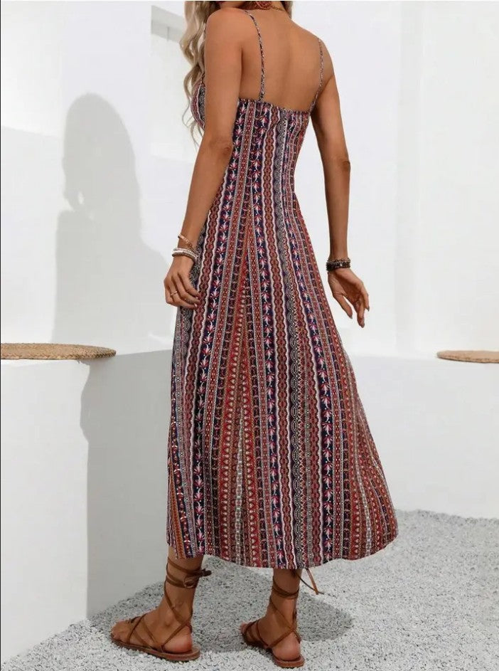 Spaghetti Strap Side Slit  Maxi Dress