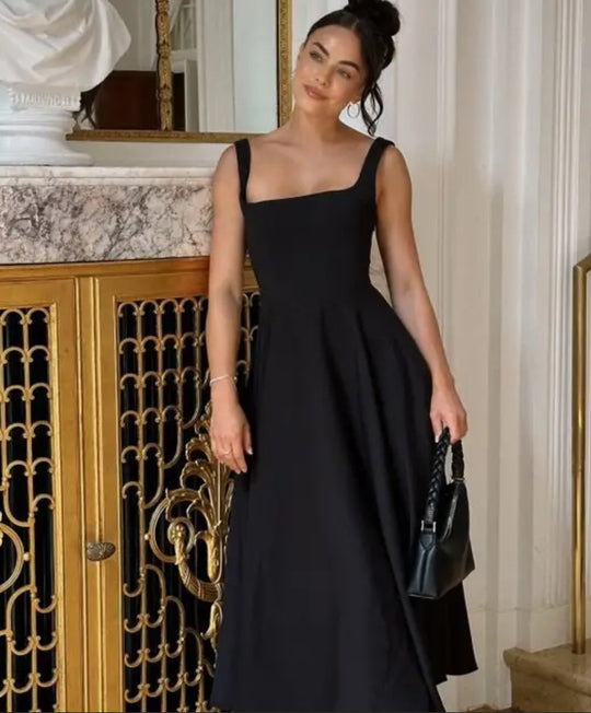 Miss Sparkling Square Neck Fit & Flare Midi Dress