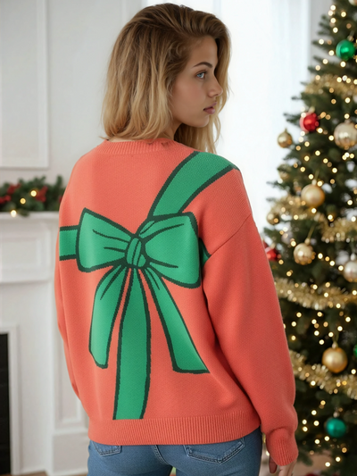 Bow wrap Christmas sweater