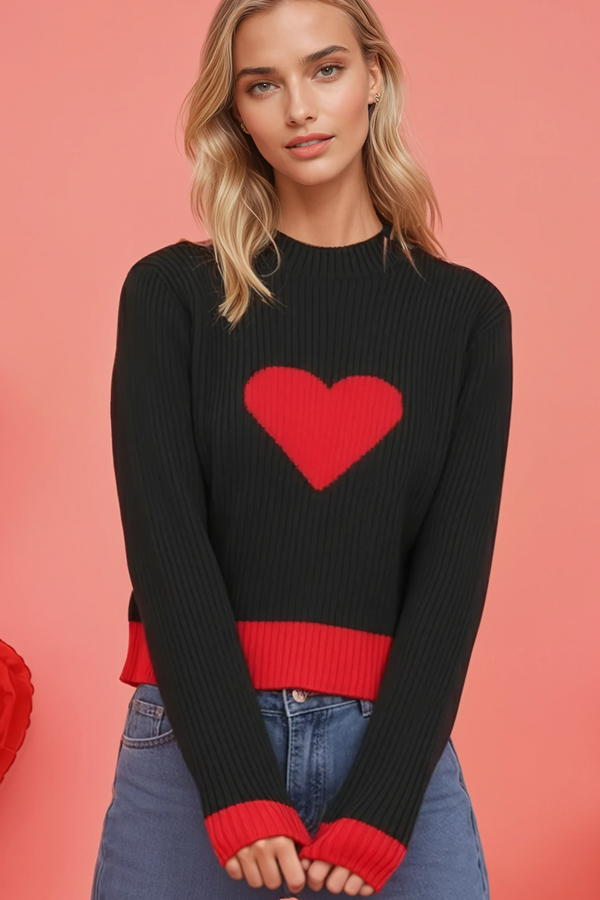 Ribbed heart sweater