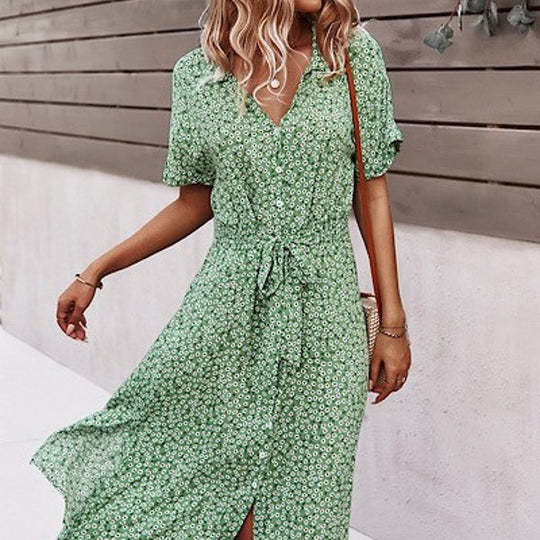 Flutter Sleeve Tie Waist Wrap Dress – Summer Colors