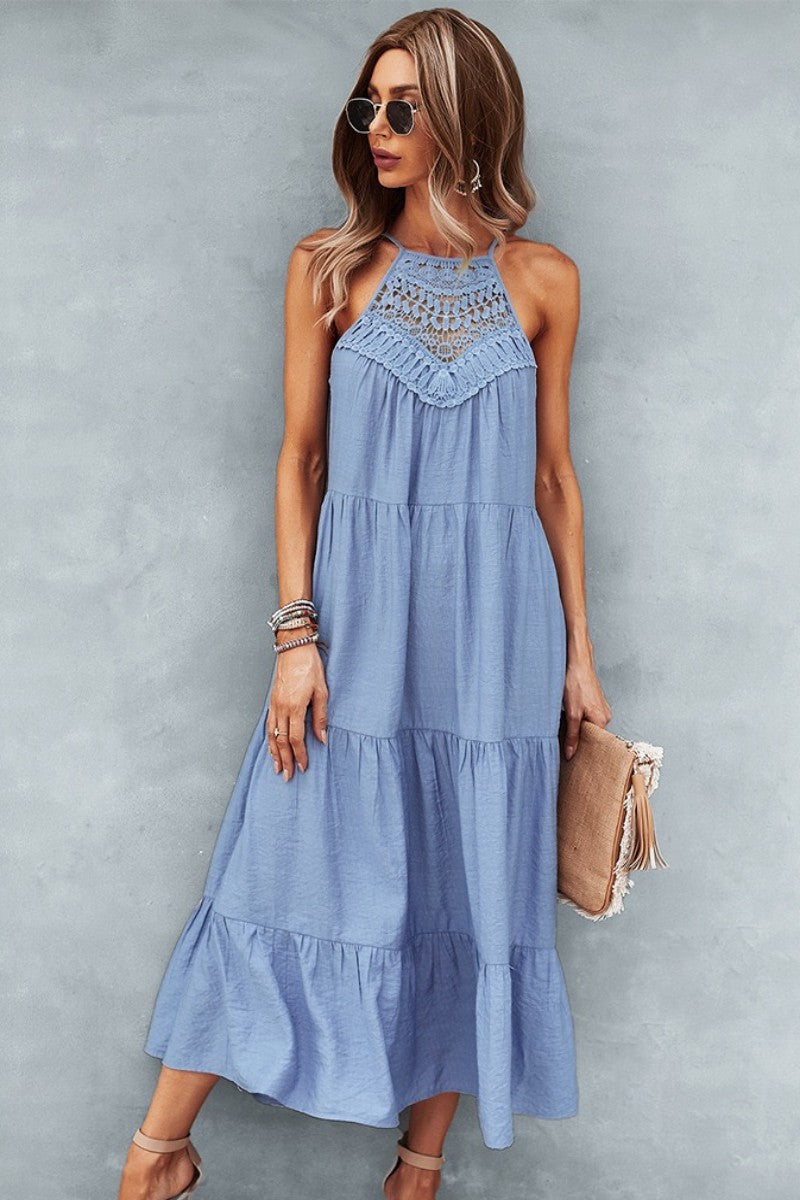 Flowy Tiered Midi Dress Olive / L Flowy Tiered Midi Dress Olive / L